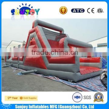 2016 double lanes red and grey inflatable Obstacle slide for adult