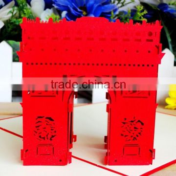 red color Triumphal arch custom handmade diy 3d pop up cards