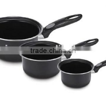 Carbon steel non-stick sauce pan set with bakelite handle