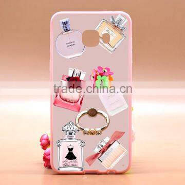 Diamond Ring Bracket Phone Case For Samsung C5 Uv Prefume Printing TPU+PC