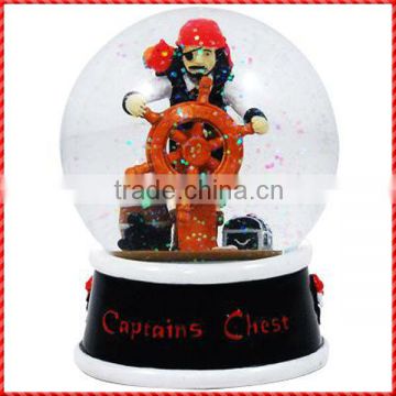 New coming Captain Chest designed polyresin Novelty Snow Ball