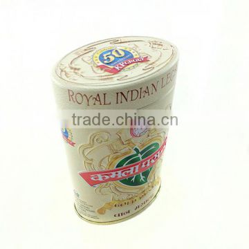 export yellow oval food /tea tin box