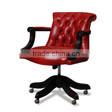 Directors Style Leather Swivel Desk Chair