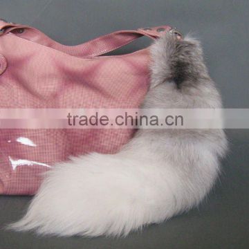 2010 hot-selling white-black fox tail (really natural fox fur) use for bag hanging or keychain