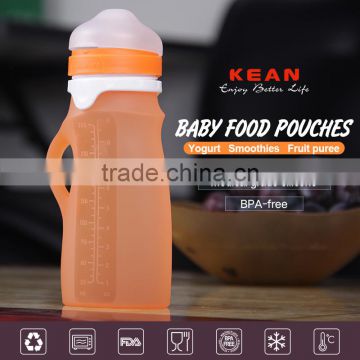 2017 New arrival baby complementary food feeding bottle soft silicone