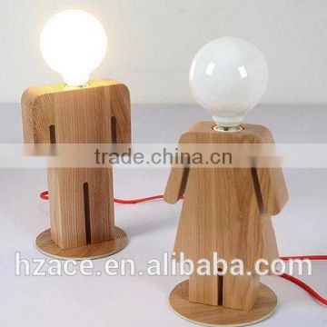 Handcrafted Wooden original Boy and Girl desk lamp