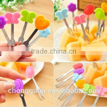 High quality Halloween party candy colors stainless steel silicone fruit forks,stainless spoon and fork set