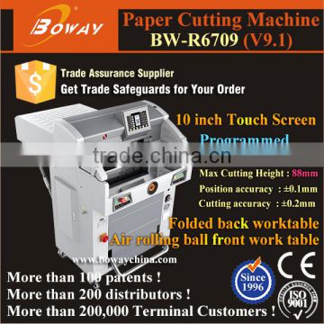 10'' Touch screen Hydraulic Programmed 88mm Height 670mm Paper Cutter