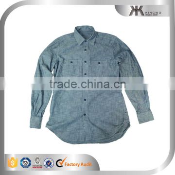 2016 new design light blue cotton denim casual shirts for men