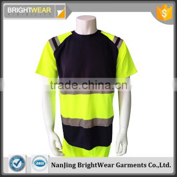 Europe style 100% Polyester Birdeye contrast short sleeve reflective T-shirt