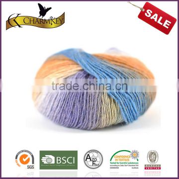 Nm 3.5 rainbow color soft feeling wool/nylon blend yarn for hand knitting with good quality