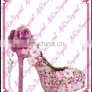 Aidocrystal Handmade Baby pink with hot pink Luxury Elegant closed toe high heels for women shoes