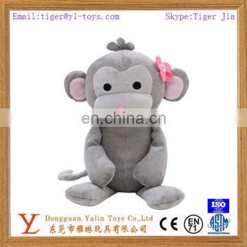lovely monkey plush toy for girls with flower