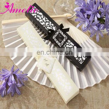 A08G29 Customized Luxurious Personalized Silk Fans In Elegant Gift Box