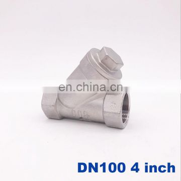 High quality DN100 4 inch BSP Female Thread SS304 Stainless Steel Valve Inline Y type Filter Strainer 229 PSI