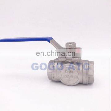 High quality stainless steel switch ball valve 1-1/2 " inch BSP female DN40 SS304 L type T flow 3 way water ball valve