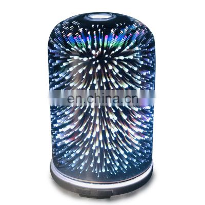 2021 New Design Tabletop 7 Color Changing LED Light Ultrasonic Glass Air Essential Oil Diffuser Portable Mini Humidifier