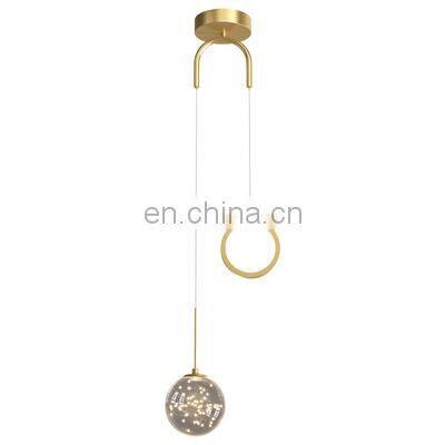 Glass Pendant Lamp Antique Brass Hotel Design Luxury Decorative Hanging Gold Pendant Light