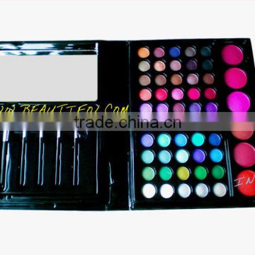Wow! 50 color eye shadow + 6 color blush + 5 brushes combo makeup palette, easily colored & remove eyeshadow makeup
