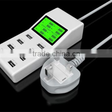 LCD 8 Port USB Adapter Charger 5V 9.2A