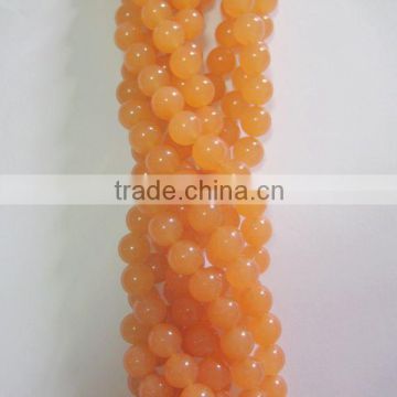 wholesale high quality gemstone orange dye jade round beads jewelry