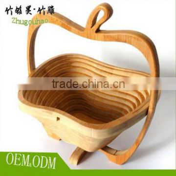 Bamboo Folding Apple Basket - Stores Flat