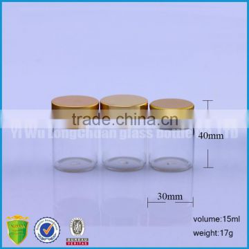 15ml/0.5oz Small Clear Glass Bottles With Gold Aluminum Screw Cap