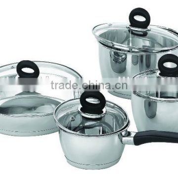 8pcs set stainless steel xiangsheng brand ecoramic cookware/sarriette cookware