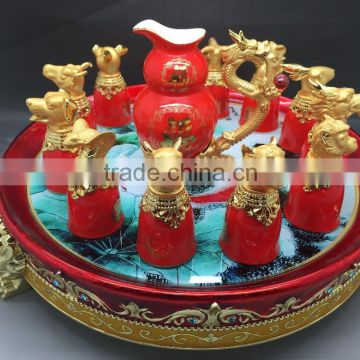 Bone China Craft,25ML mini red ceramic wine cup,mini cups