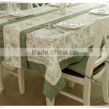 Dining New Design Fancy Green With White Printed Flower Table Runner