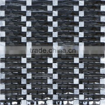 Foshan Mosaic Arch Crystal Glass Mix Stone Mosaic Tile for Wall Decoration BS013