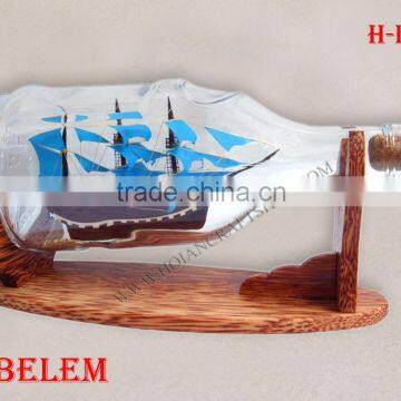 LE BELEM SHIP IN HENESSY BOTTLE, UNIQUE NAUTICAL STYLE - HANDICRAFT PRODUCT