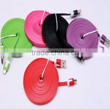 Colorful noodle micro usb cable for samsung smart mobile phone usb flat cable