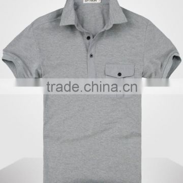 Printed polo shirts, clothes, Grey pocket polo t-shirt,