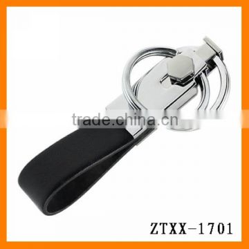 Promotional Gift Leather Double Loop Metal Car Key Chain Wholesale ZTXX-1701