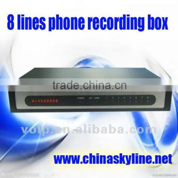 TYH636 / 8 lines phone voice recorder box/ call recorder,8G memory card record 2000 hours