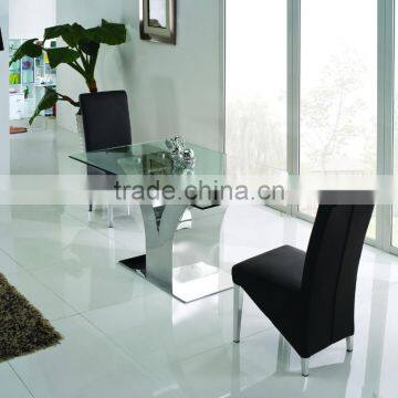 TH317 stainless steel frame modern tempered glass dining table manufacturer