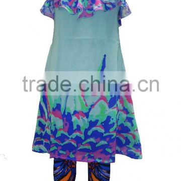 Digital Print Frill Short Dress