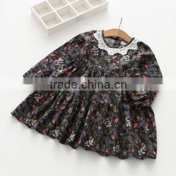Autumn new style printing girls kids long sleeve cotton dress