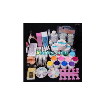 12 Color UV Gel Polish Nail Art Tips Glue Brush Manicure Tools DIY Kit Set