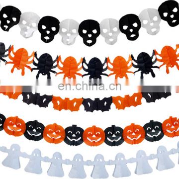 bat pumpkin skull scary witch decoration banner props halloween paper garland