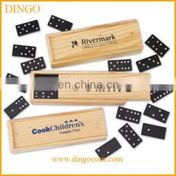 Hot selling top quality double six wooden domino set with wooden box for play game