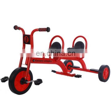 cheap price kids double seat tricycle / baby twins double bicycle trike with back seat