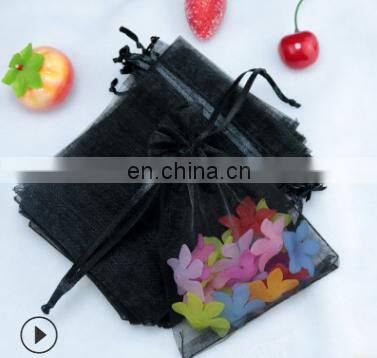 wholesale Fur silver logo custom small organza gift bags drawstring jewelry pouch