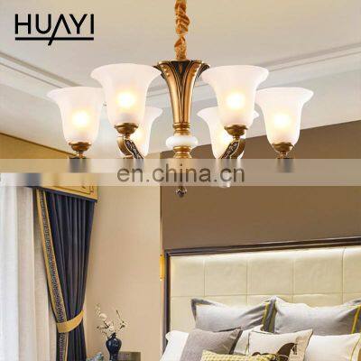 HUAYI Ready Sale Luxury Zinc Alloy Indoor Bedroom Hanging Nordic Modern Decorative E27 Chandeliers