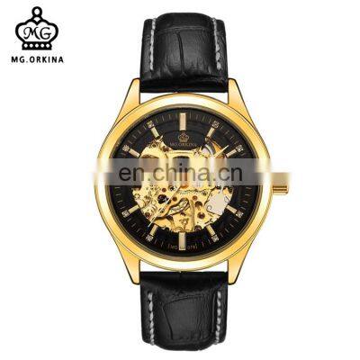 MG.ORKINA MG078 Fashion Watch For Men Automatic Mechanical Leather Strap Casual Unique Mens Watches