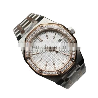 New 1:1 high-grade stainless steel diamond mechanical watch waterproof luxury commercial multi-function 42mm automatic watch