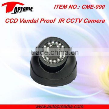 CME-990 IR waterproof CCD dome camera ideal for monitoring entrances, hotel, school, shops, etc.