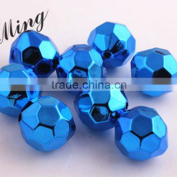 Royal Blue AAA Quality Chunky 20mm Faceted Acrylic UV Plating Beads for Chunky Beaded Necklace Jewelry