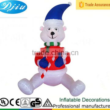 DJ-512 inflatable sitting bear blue hat red clothes lovely outdoor decor
